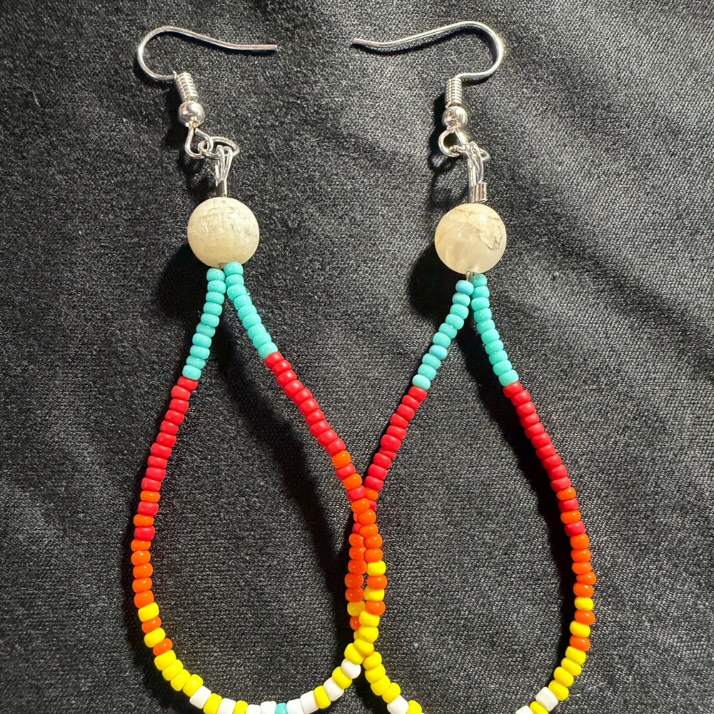 Colorful Beaded Drop Earrings